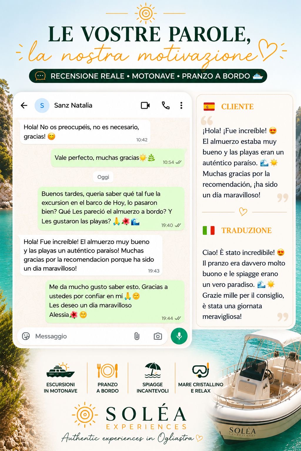 WhatsApp review — Boat excursion — Natalia